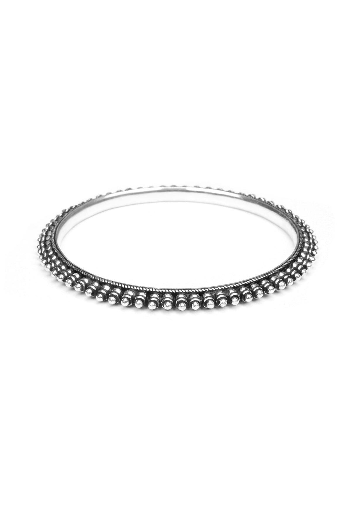 Silver Finish Handcrafted Bangle In Sterling Silver