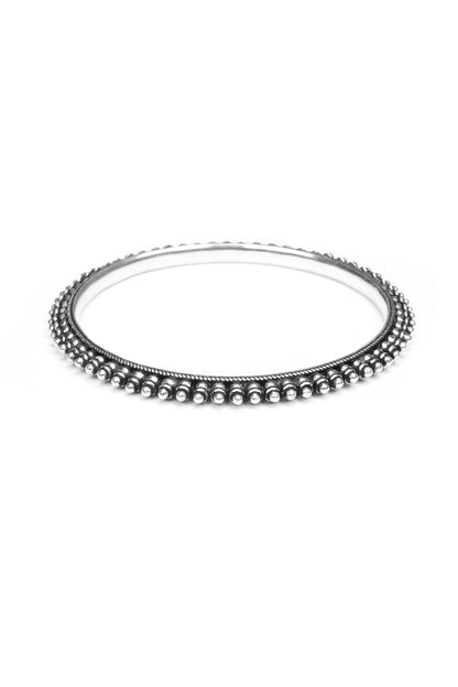 Silver Finish Handcrafted Bangle In Sterling Silver