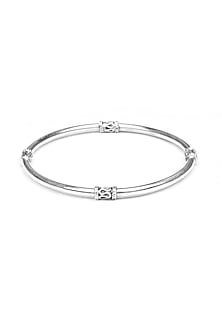 Silver Finish Handcrafted Bangle In Sterling Silver