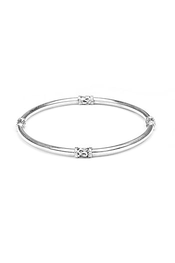 Silver Finish Handcrafted Bangle In Sterling Silver