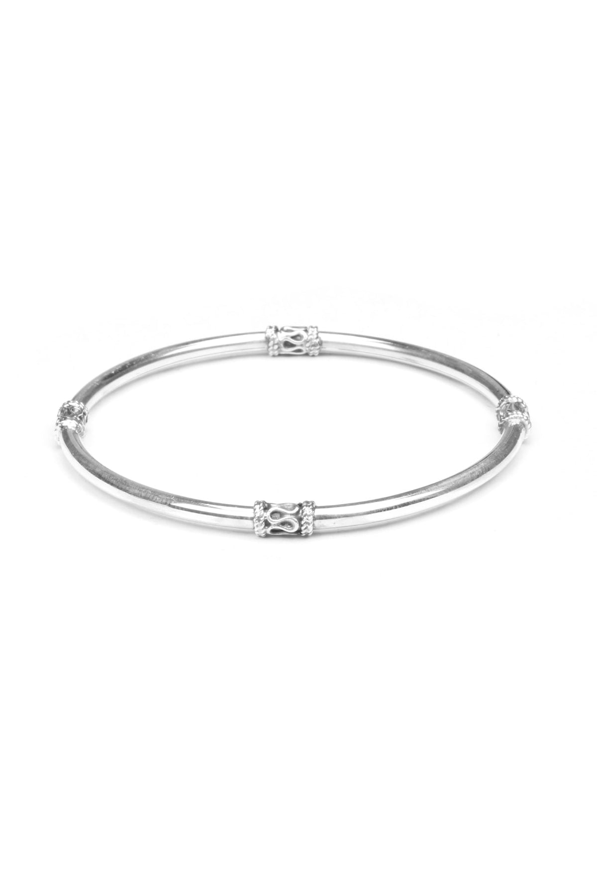 Silver Finish Handcrafted Bangle In Sterling Silver