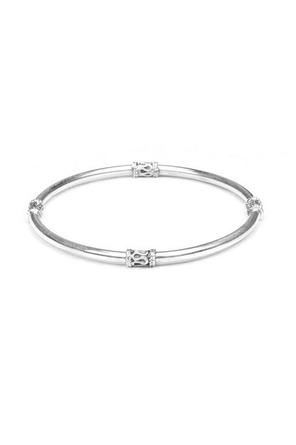 Silver Finish Handcrafted Bangle In Sterling Silver