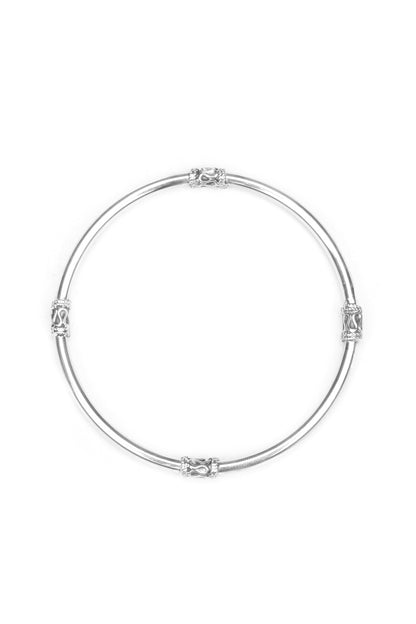 Silver Finish Handcrafted Bangle In Sterling Silver