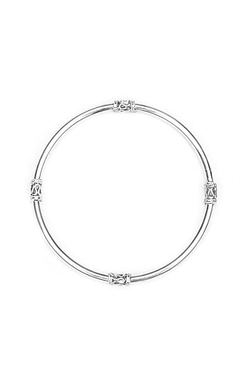 Silver Finish Handcrafted Bangle In Sterling Silver