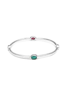 Silver Finish Hydro Stone Handcrafted Bangle In Sterling Silver