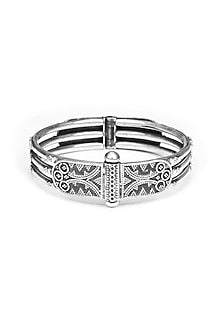 Silver Finish Handcrafted Bangle In Sterling Silver