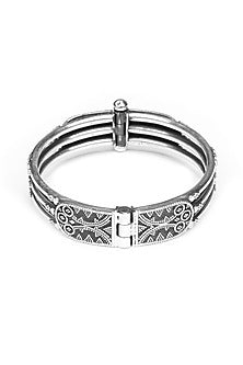 Silver Finish Handcrafted Bangle In Sterling Silver