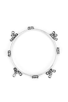 Silver Finish Handcrafted Bangle In Sterling Silver
