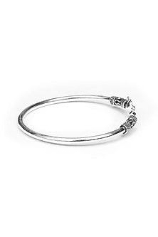 Silver Finish Motifs Handcrafted Bangle In Sterling Silver