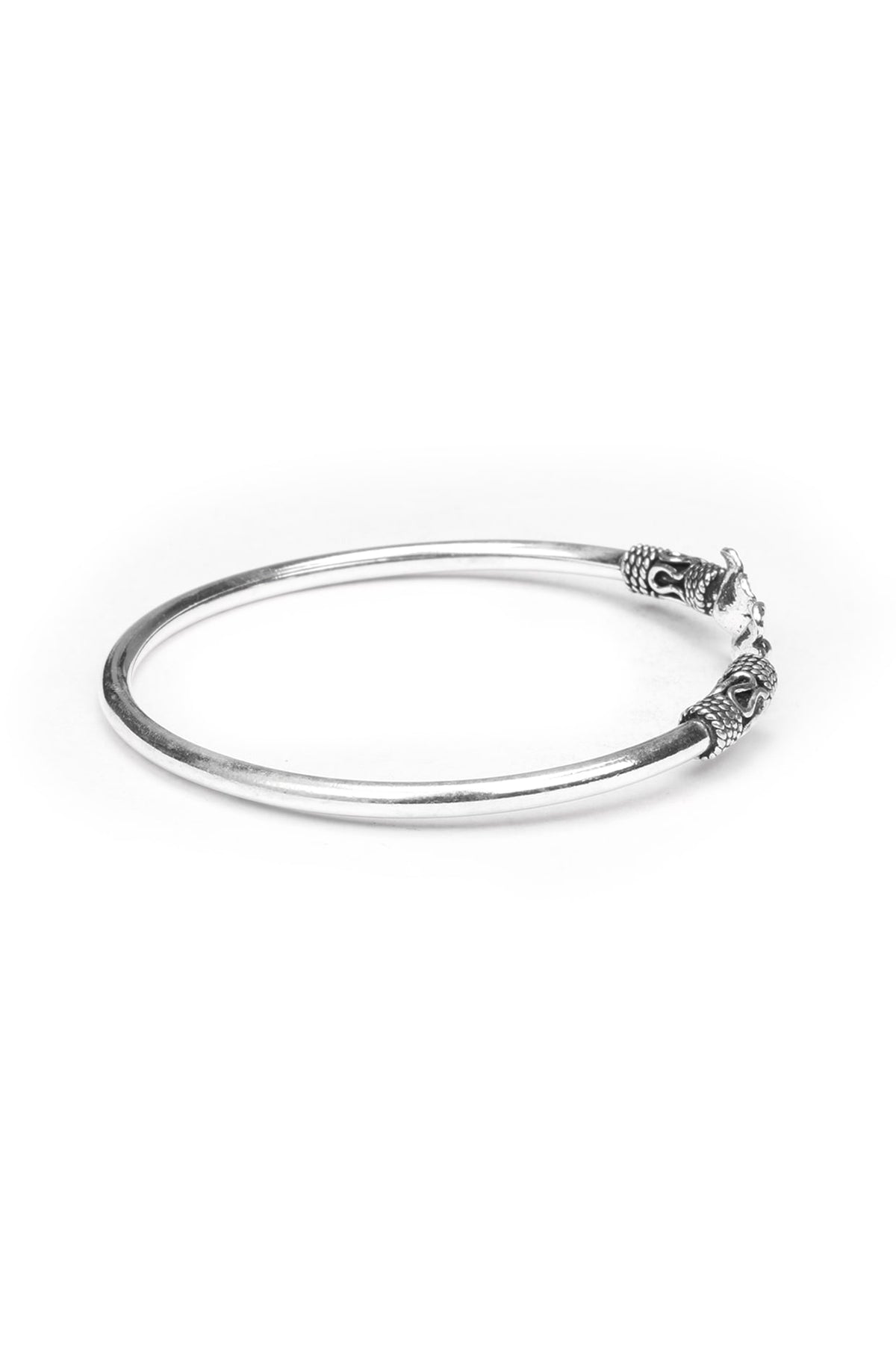 Silver Finish Motifs Handcrafted Bangle In Sterling Silver