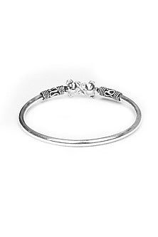 Silver Finish Motifs Handcrafted Bangle In Sterling Silver