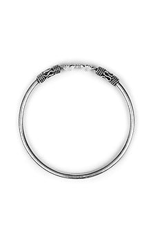 Silver Finish Motifs Handcrafted Bangle In Sterling Silver