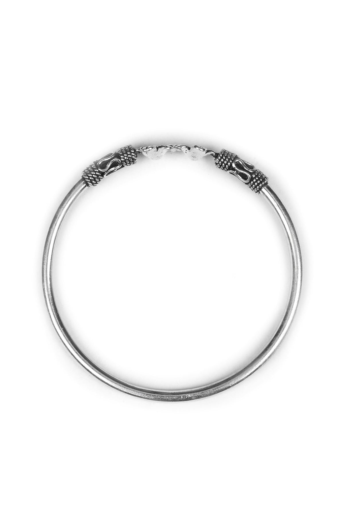 Silver Finish Motifs Handcrafted Bangle In Sterling Silver