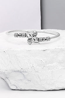 Silver Finish Handcrafted Bangle In Sterling Silver