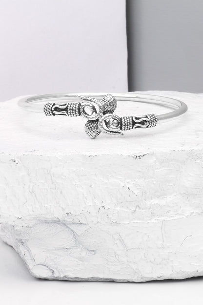 Silver Finish Handcrafted Bangle In Sterling Silver