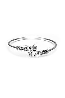 Silver Finish Handcrafted Bangle In Sterling Silver