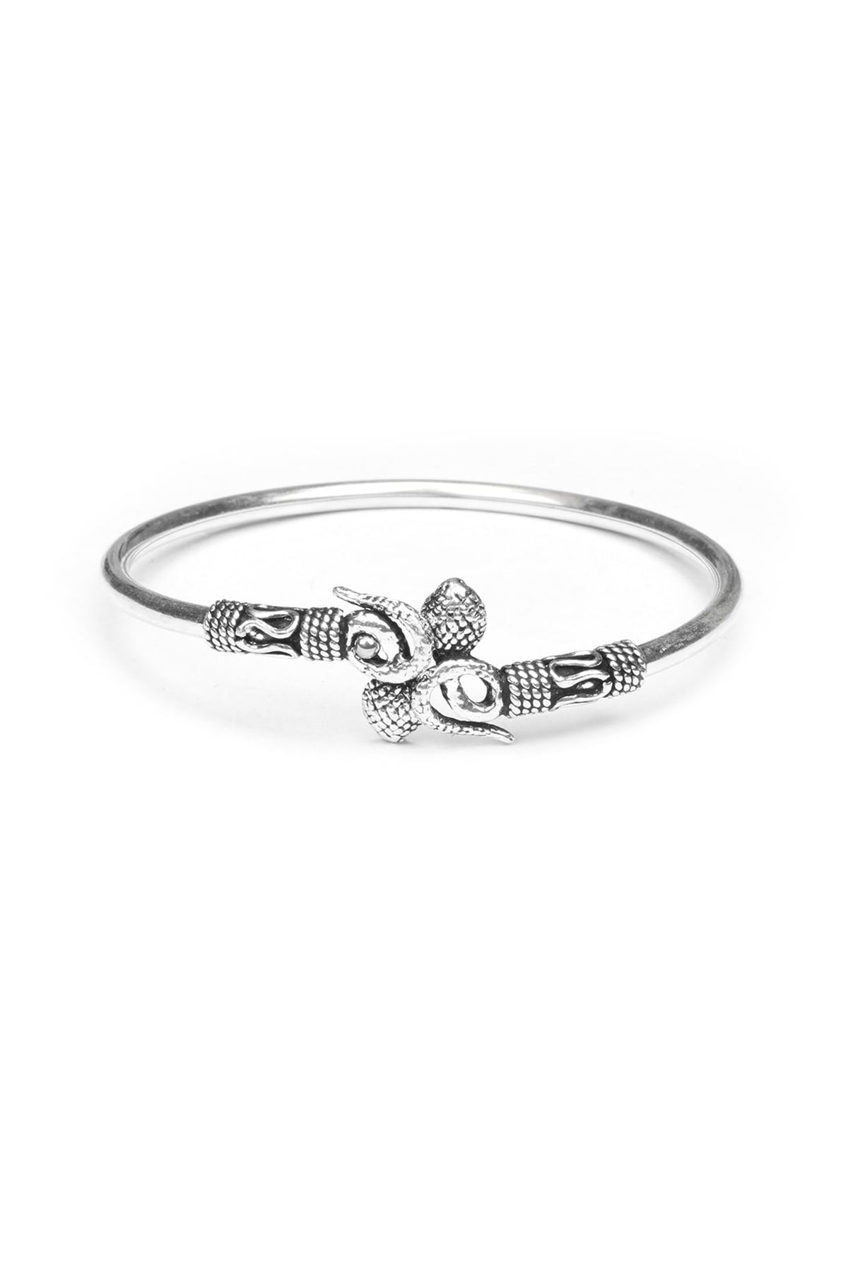 Silver Finish Handcrafted Bangle In Sterling Silver