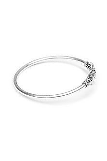 Silver Finish Handcrafted Bangle In Sterling Silver
