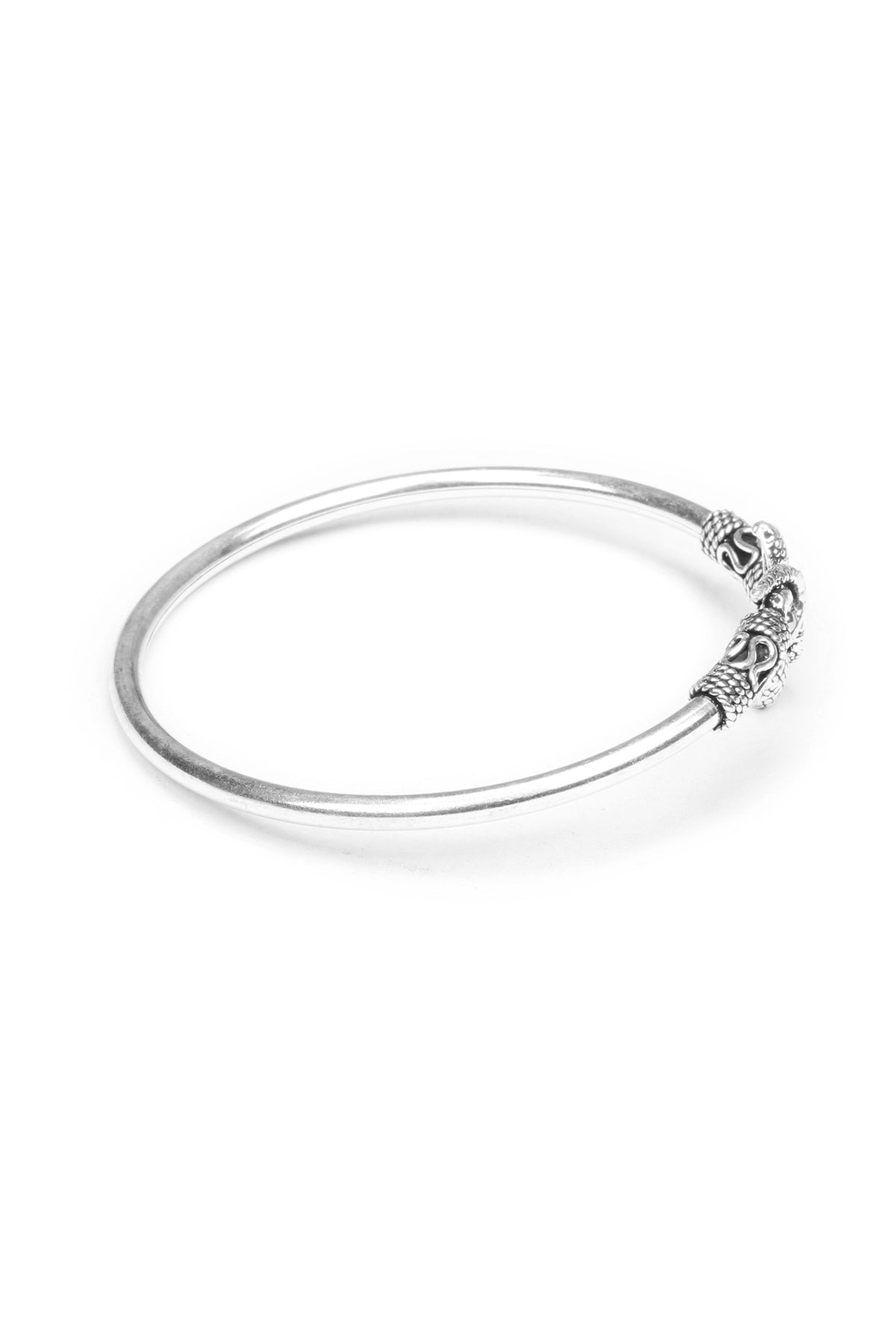 Silver Finish Handcrafted Bangle In Sterling Silver