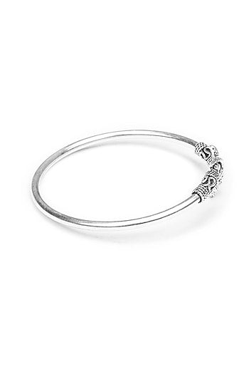 Silver Finish Handcrafted Bangle In Sterling Silver