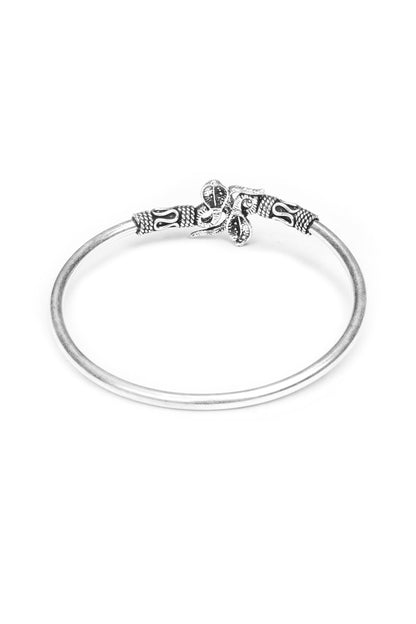 Silver Finish Handcrafted Bangle In Sterling Silver