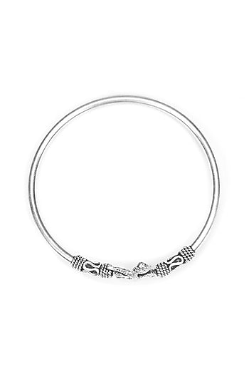 Silver Finish Handcrafted Bangle In Sterling Silver