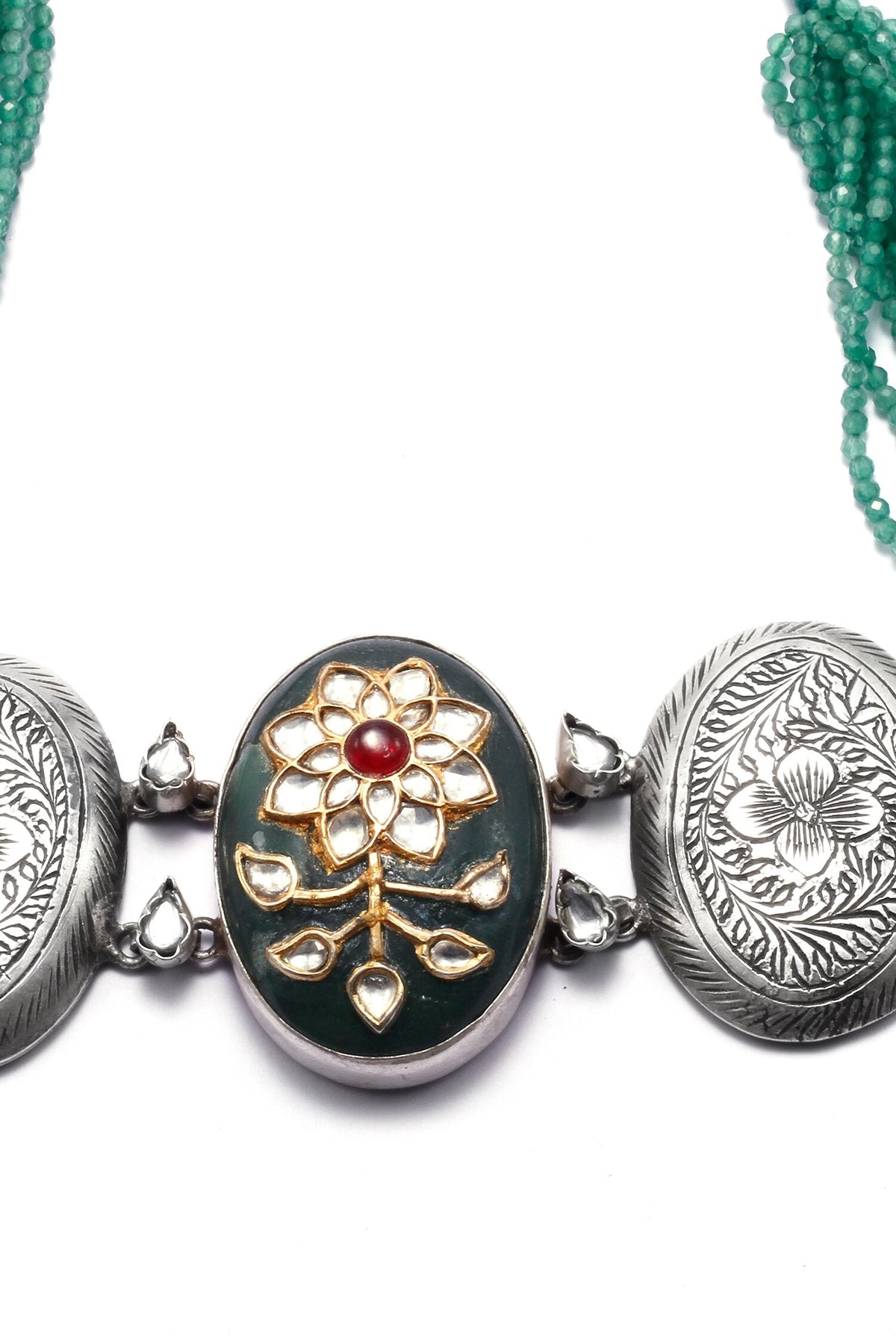 Inaya Bead Layered Pendant Choker 
