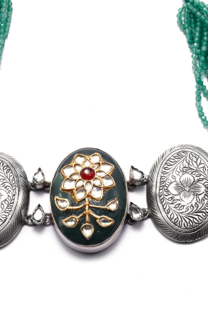 Inaya Bead Layered Pendant Choker 