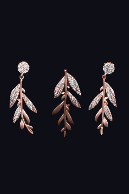 Jannat Leaf Dangler Pendant With Earrings 