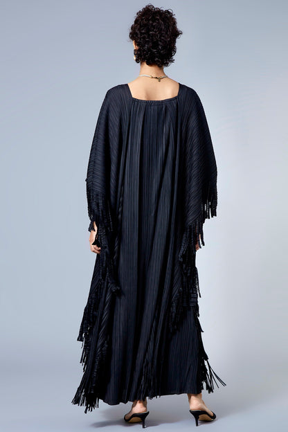 Black Kaftan With Fringes