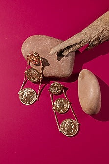 Gold Plated Coin Dangler Earrings