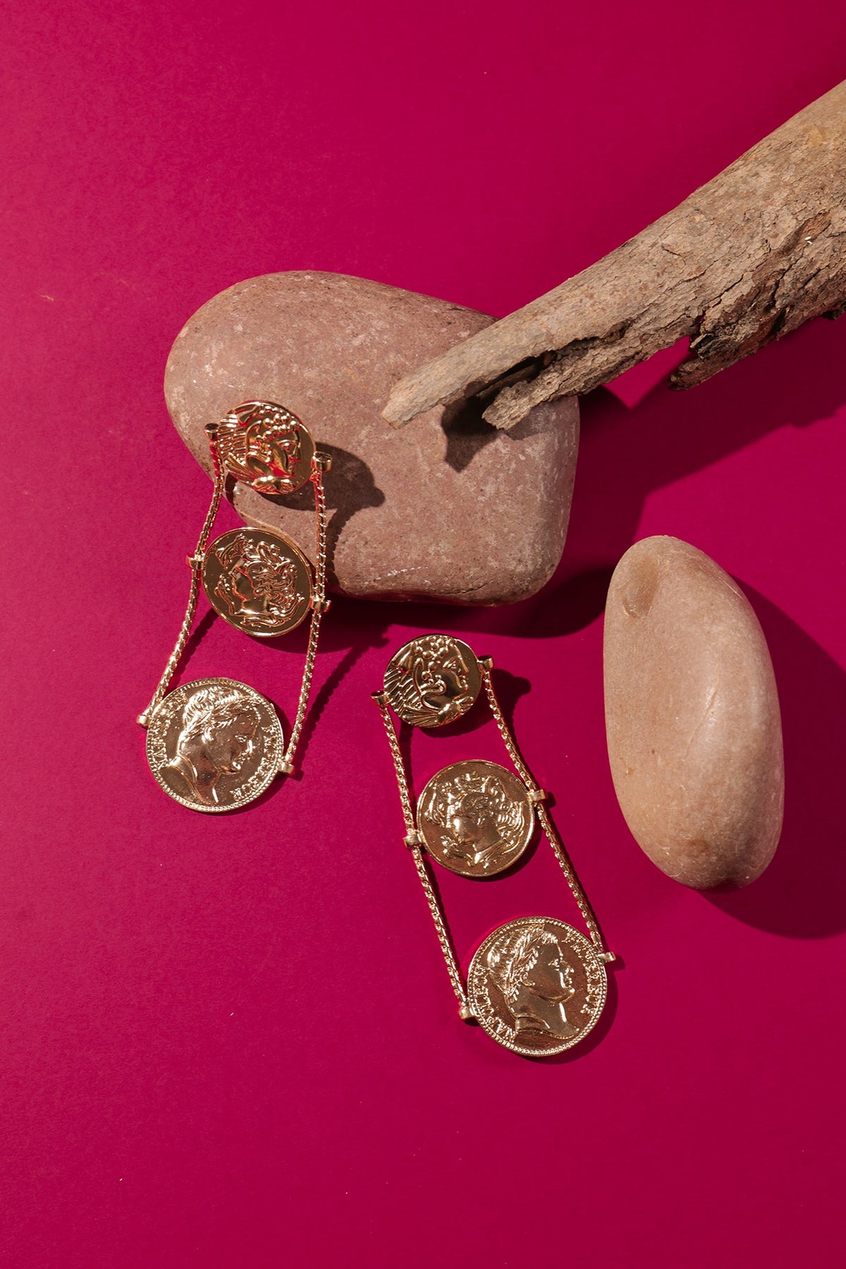 Gold Plated Coin Dangler Earrings