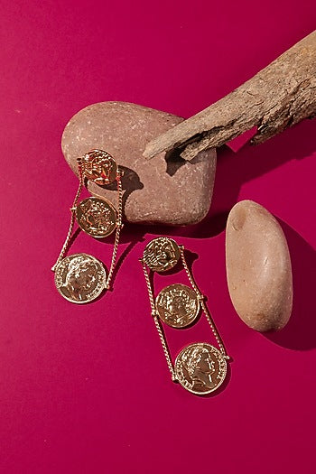 Gold Plated Coin Dangler Earrings