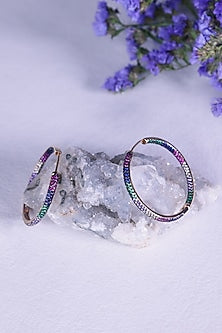 Gold Finish Multi-Colored Zircon Hoop Earrings