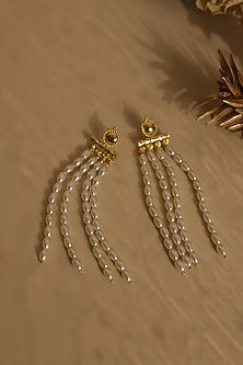 Gold Plated Pearl Dangler Earrings