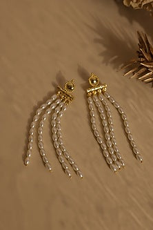 Gold Plated Pearl Dangler Earrings