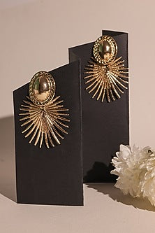 Gold Finish Sun Ray Dangler Earrings