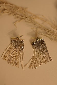 Gold Finish Tassel Dangler Earrings