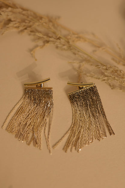 Gold Finish Tassel Dangler Earrings