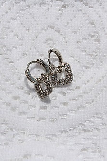 White Finish Zircon Dangler Earrings