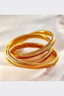 Gold Finish Trendy Stackable Bracelet