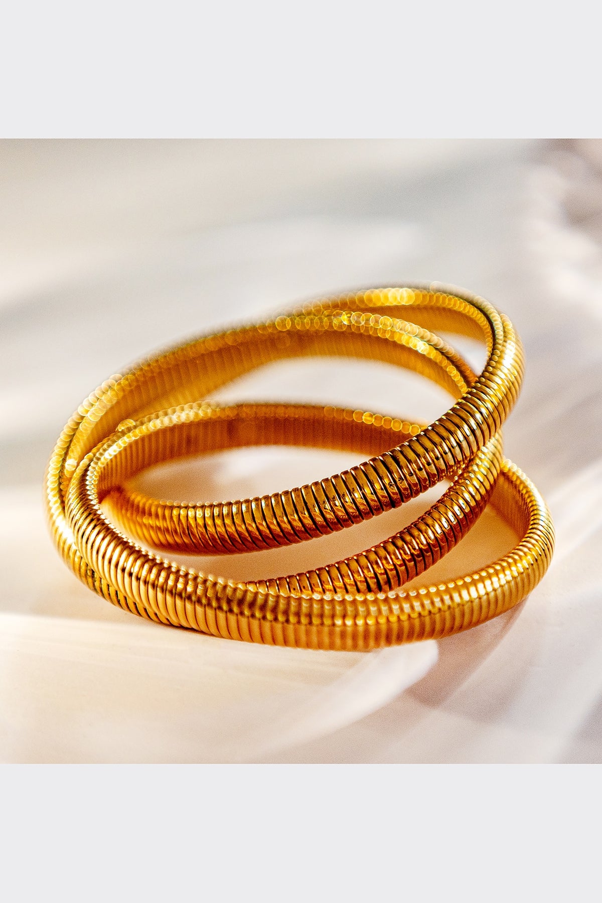 Gold Finish Trendy Stackable Bracelet