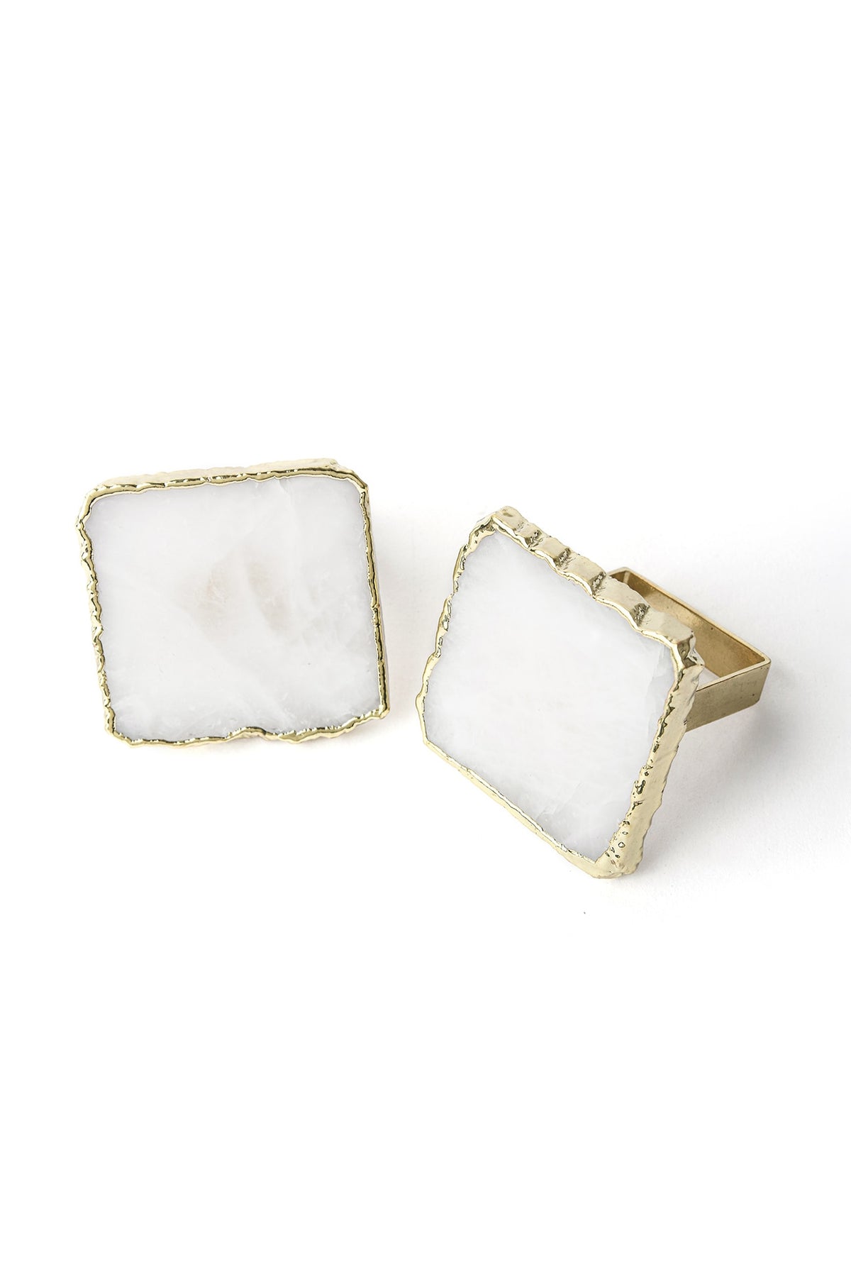 White Quartz Napkin Rings (Set of 2)