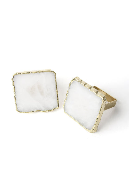 White Quartz Napkin Rings (Set of 2)
