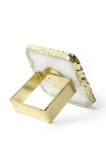White Quartz Napkin Rings (Set of 2)