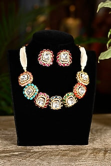 Gold Finish Multi-Colored Swarovski Necklace Set