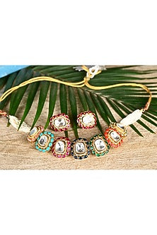 Gold Finish Multi-Colored Swarovski Necklace Set