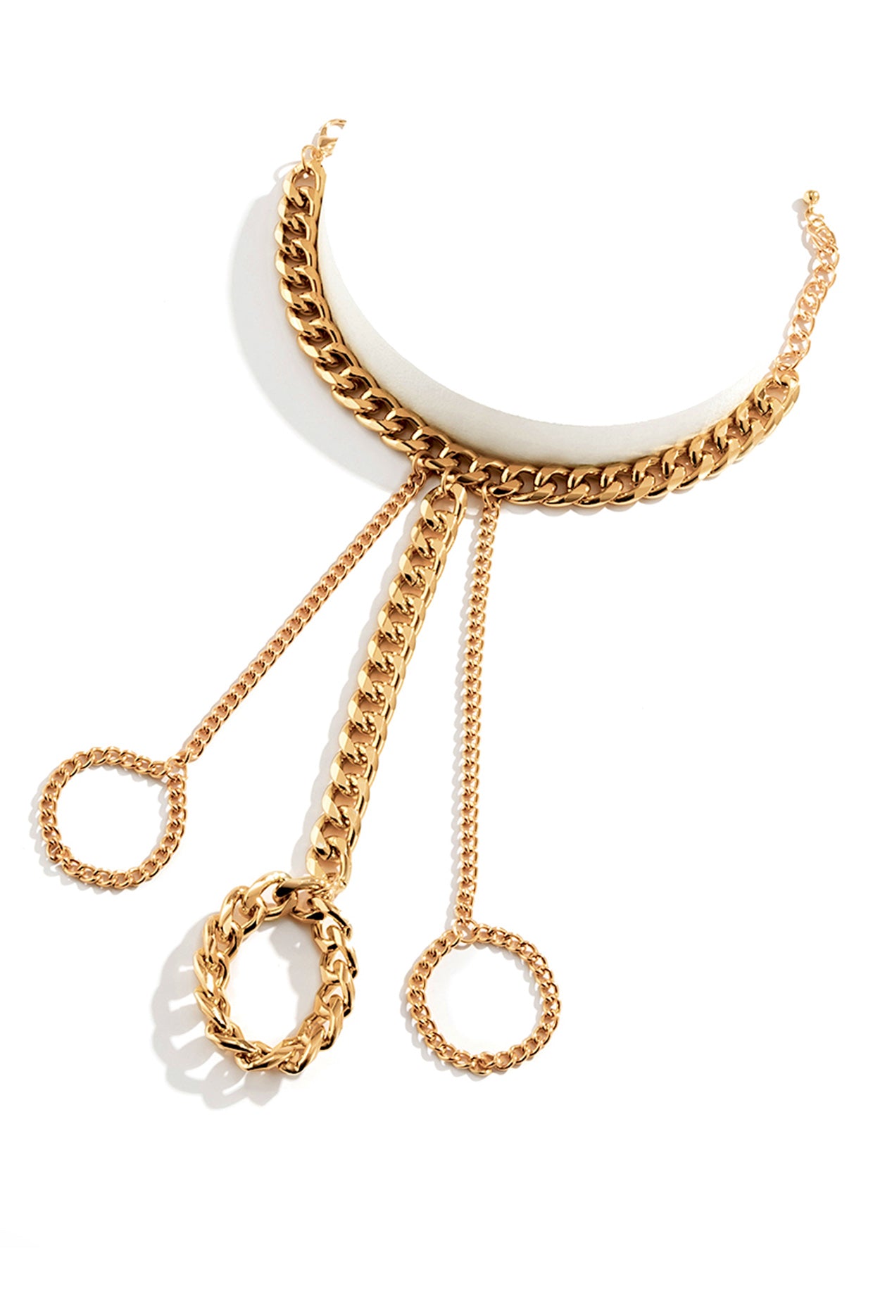 Gold Plated Three Ring Haathphool