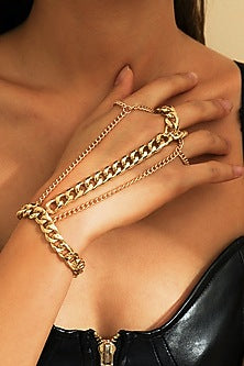 Gold Plated Three Ring Haathphool