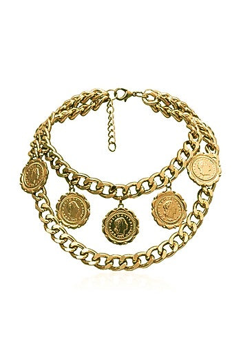 Gold Plated Medallion Choker Necklace